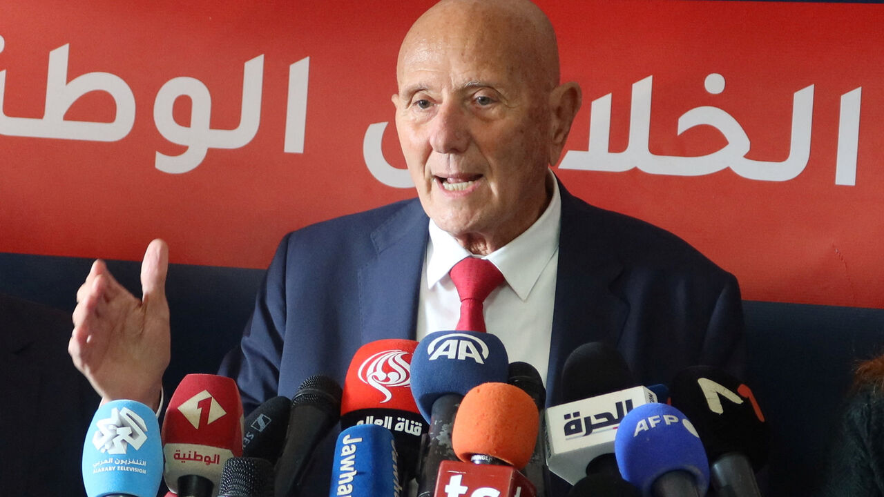 Ahmed Nejib Chebbi, head of the National Salvation Front, speaks during a news conference in Tunis, Tunisia February 15, 2023. REUTERS/Jihed Abidellaoui