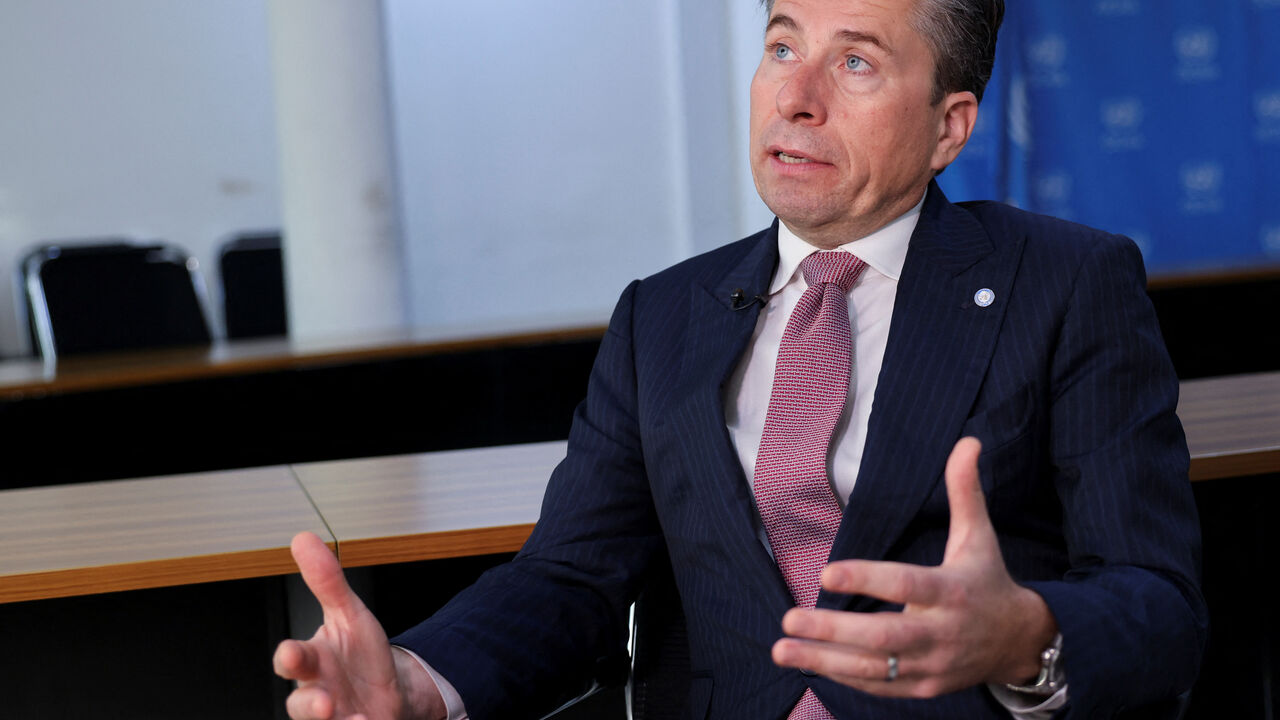 Tom Fletcher, United Nations' Under-Secretary-General for Humanitarian Affairs and Emergency Relief Coordinator, speaks during an interview with Reuters at the United Nations office in N'Djamena, Chad, November 18, 2025. REUTERS/Amr Abdallah Dalsh
