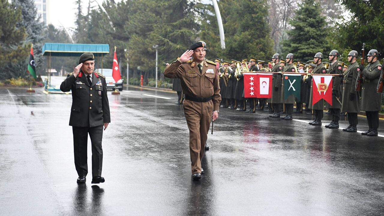 Turkish Chief of Staff Selcuk Bayraktaroglu meets with his Libyan counterpart Mohammed Ali Ahmed Al-Haddad in Ankara, Turkey, December 23, 2025. Defence Ministry/Handout via REUTERS