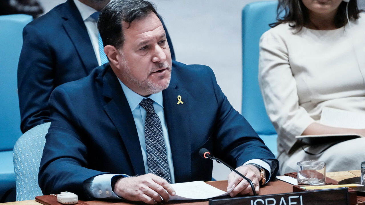 Israel's Deputy Permanent Representative to the United Nations Brett Jonathan Miller addresses delegates during a meeting on the situation in the Middle East, after Israel's security cabinet approved a plan to take control of Gaza City, at U.N. headquarters in New York City, U.S., August 10, 2025. REUTERS/Eduardo Munoz