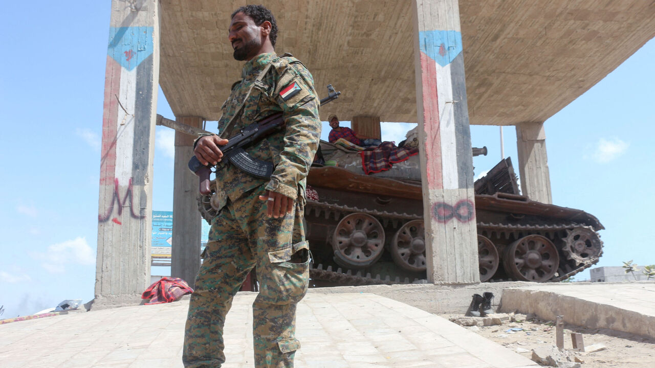 Fighters affiliated with Yemen's separatist Southern Transitional Council (STC) man a position as they deploy amid tensions in the southern port city of Aden, on February 3, 2022, after Washington announced sending a warship and fighter jets to help defend its Gulf allies as conflict with Yemeni rebels intensifies. (Photo by Saleh Al-OBEIDI / AFP) (Photo by SALEH AL-OBEIDI/AFP via Getty Images)