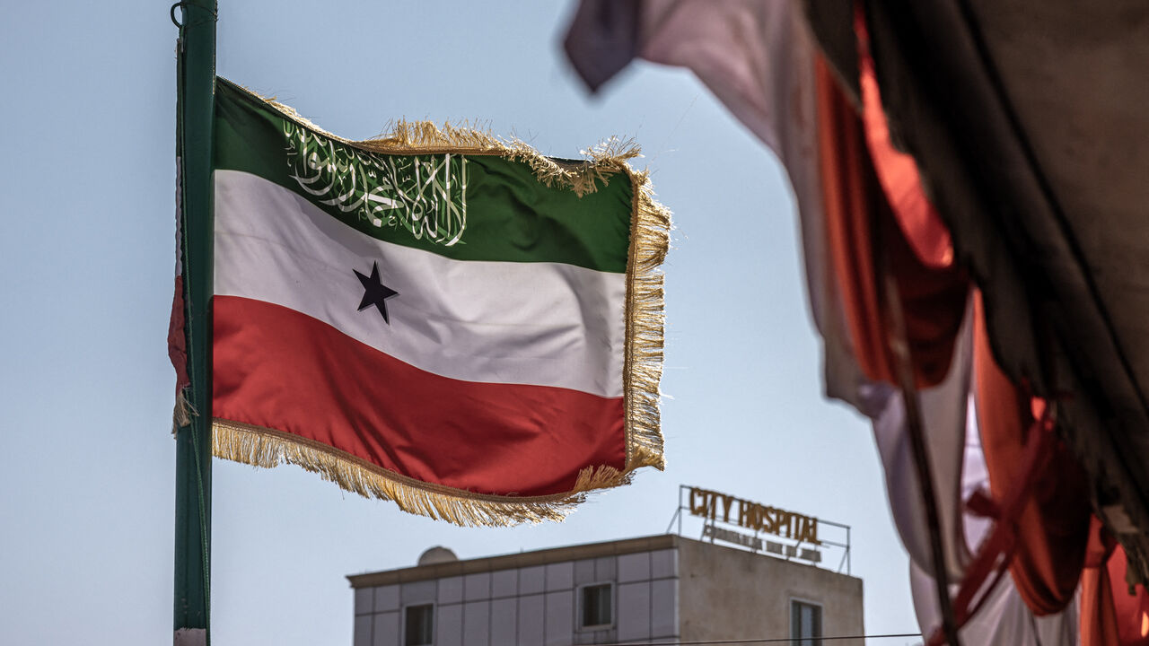 The flag of Somaliland is seen during a campaign rally of the main opposition party Waddani in Hargeisa on November 8, 2024, ahead of the 2024 Somaliland presidential election. The self-declared state of Somaliland is set to host a long-delayed presidential and legislative elections in November 13, 2024. (Photo by LUIS TATO / AFP) (Photo by LUIS TATO/AFP via Getty Images)
