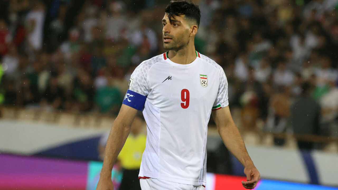 Iran’s forward #9 Mehdi Taremi looks on during the FIFA World Cup 2026 Asia zone qualifiers Group A football match between Iran and the North Korea at the Azadi Sports Complex in Tehran on June 10, 2025.