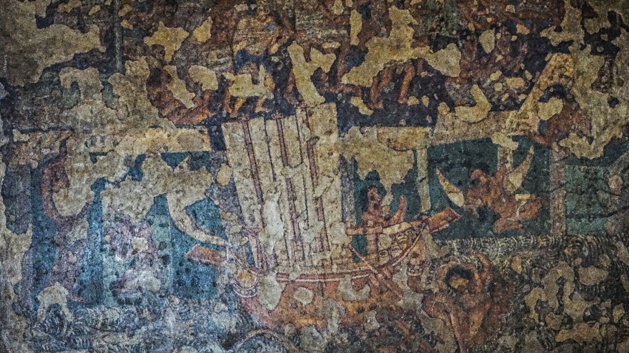 A wooden stitched ship inspired by a fifth-century design set sail Monday