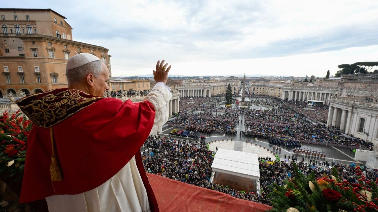 Pope Leo addressed a crowd of some 26,000 people in St Peter's Square