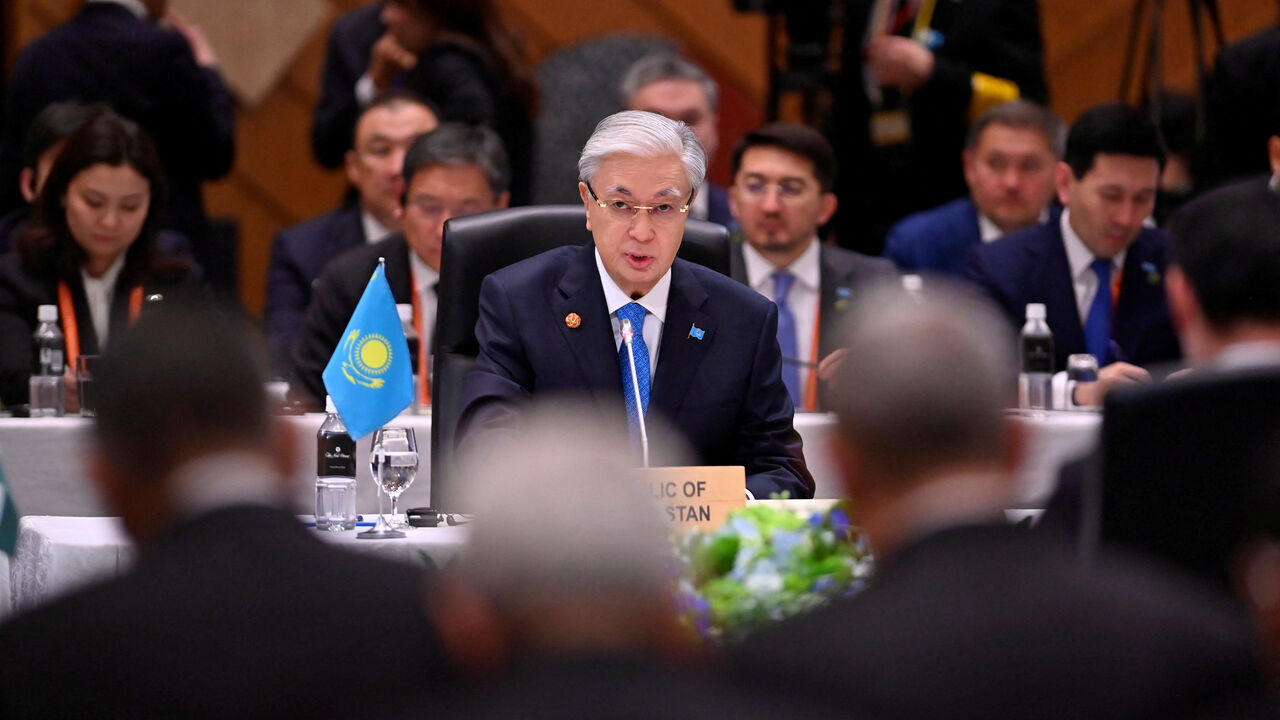 TOKYO, JAPAN - DECEMBER 20: Kazakhstan's President Kassym-Jomart Tokayev delivers remarks at the leaders-level "Central Asia plus Japan" Dialogue (CA+JAD) summit, attended by the presidents of Kazakhstan, Kyrgyzstan, Tajikistan, Turkmenistan, and Uzbekistan, in Tokyo, Japan, on December 20, 2025.  David MAREUIL/Pool via REUTERS