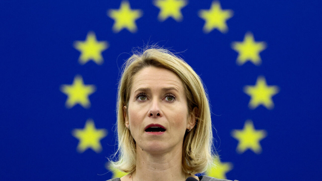 FILE PHOTO: European Union High Representative for Foreign Affairs and Security Policy and European Commission Vice-President Kaja Kallas addresses the European Parliament plenary on territorial integrity and sovereignty of Greenland and the Kingdom of Denmark, in Strasbourg, France January 20, 2026. REUTERS/Yves Herman/File Photo