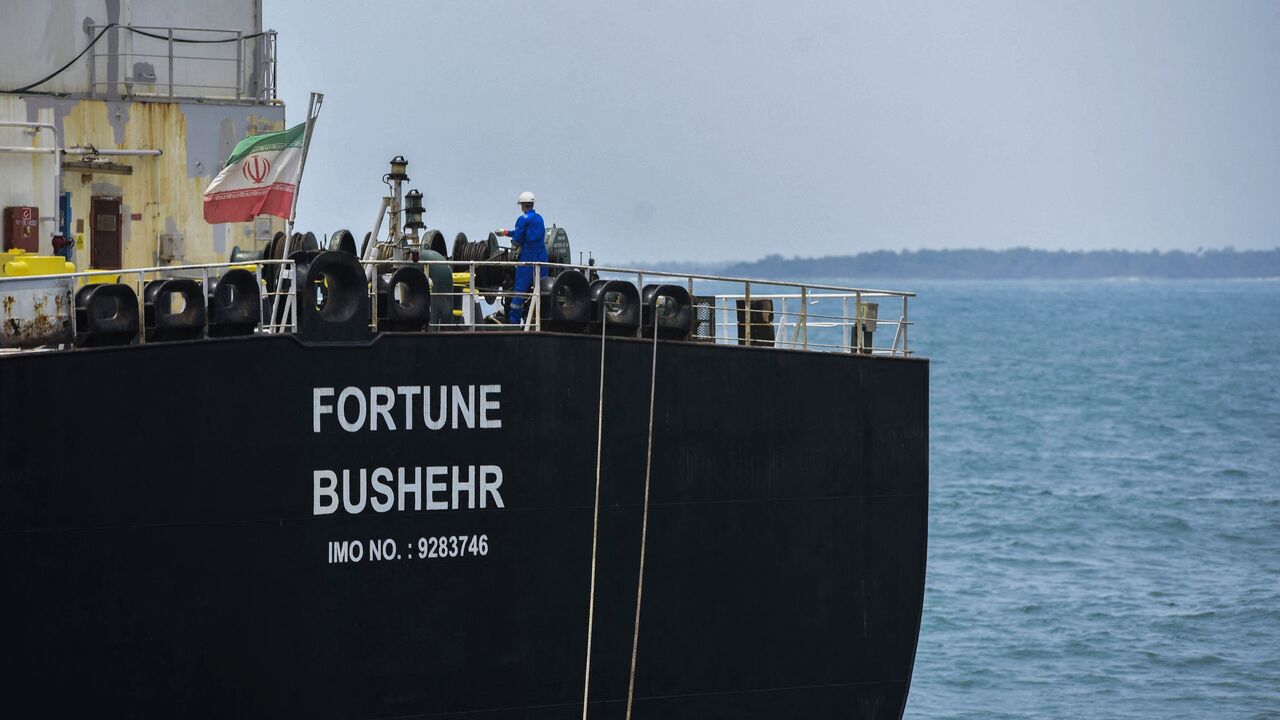 The Iranian-flagged oil tanker Fortune is docked at the El Palito refinery after its arrival to Puerto Cabello in the northern state of Carabobo, Venezuela, on May 25, 2020. 