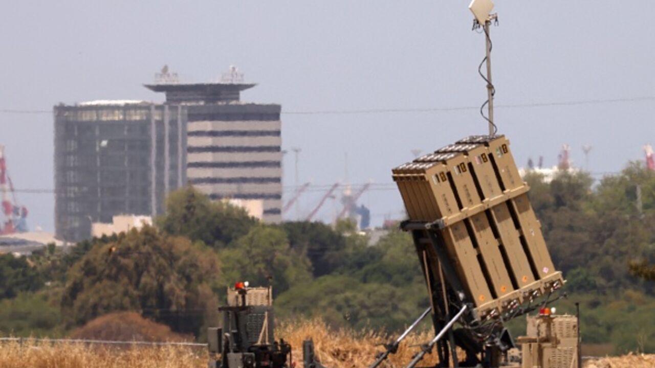 This picture shows a battery of Israel's Iron Dome air defence system in the southern city of Ashdod on May 12, 2023, as Israel's army and Gaza militants traded heavy cross-border fire. Israel and Gaza militants traded heavy fire today as hopes faded of securing a truce to end days of fighting that have killed dozens, all but one of them Palestinian. (Photo by Jack Guez / AFP) (Photo by JACK GUEZ/AFP via Getty Images)