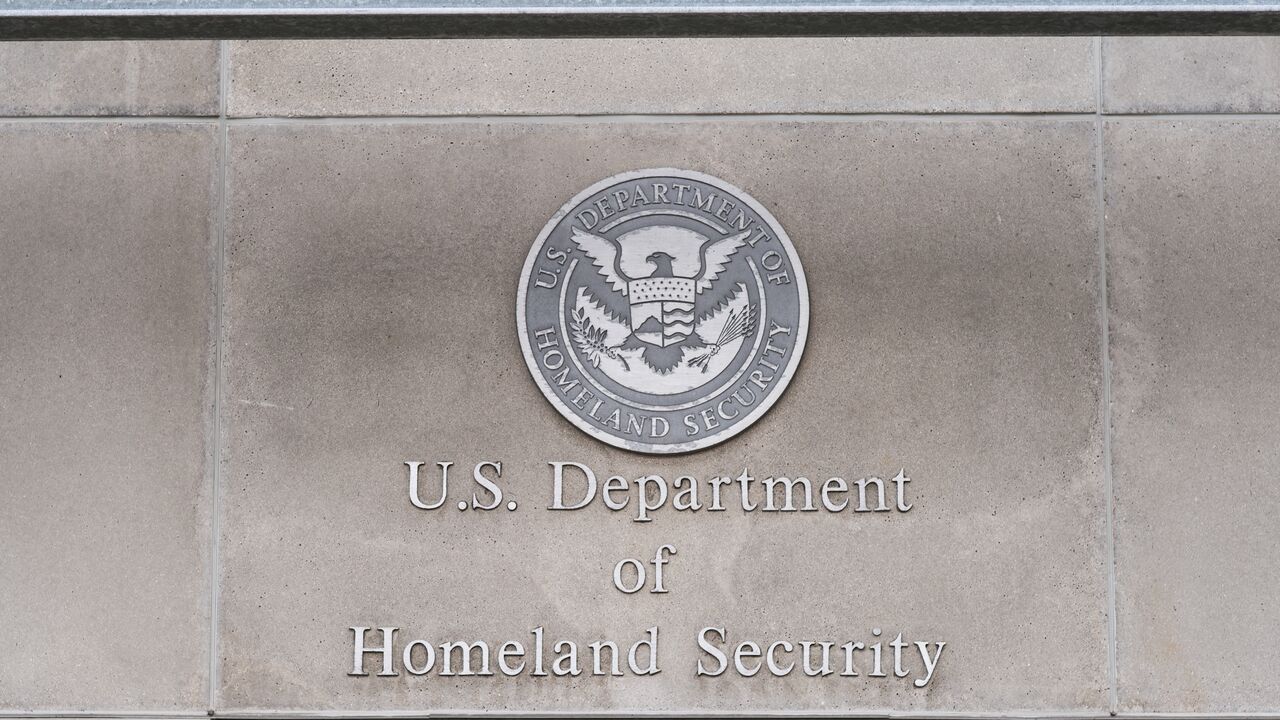 US Department of Homeland Security logo on a federal building in Milwaukee, Wisconsin, on March 8, 2016.