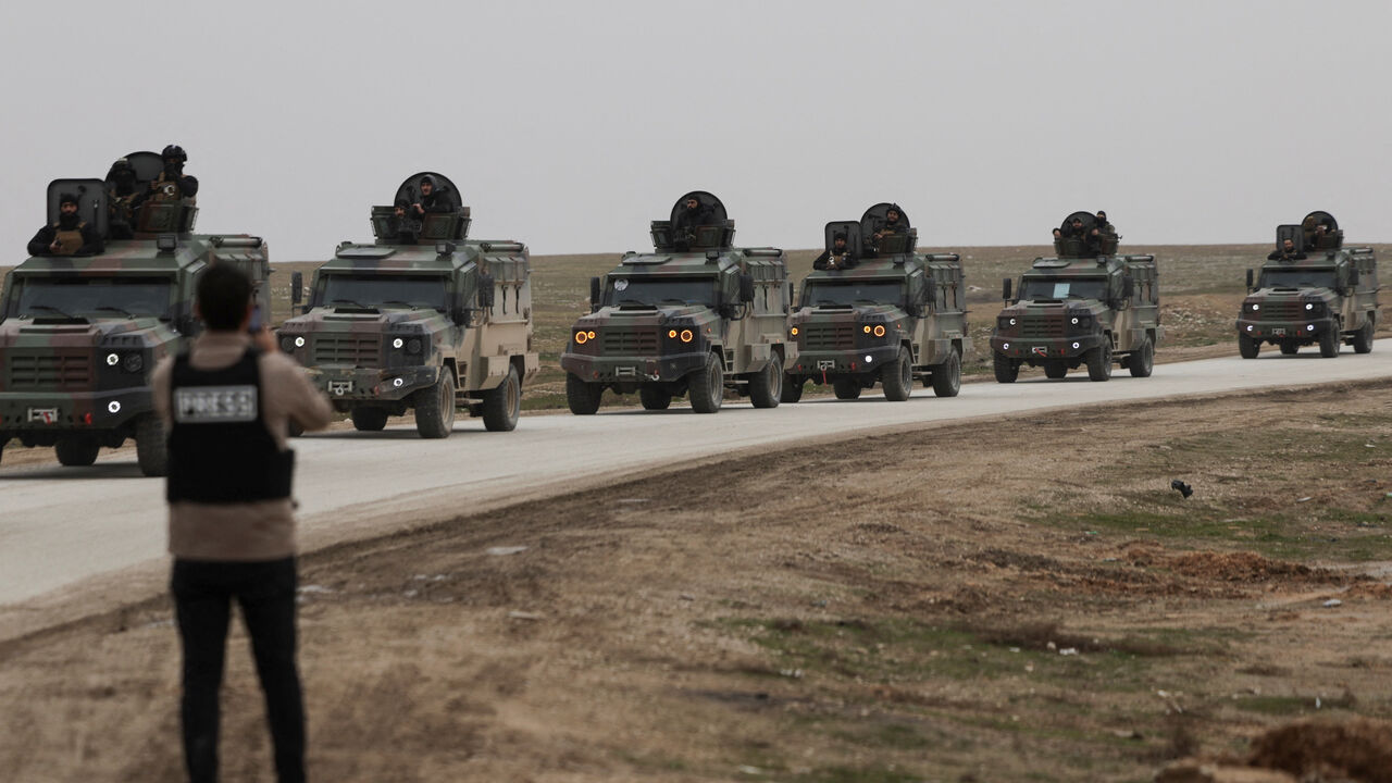 Syrian Interior Ministry security forces vehicles travel to enter the city of Hasakah in northeastern Syria, following an agreement between Damascus and the Syrian Democratic Forces reached on January 30, in Al-hasakah, Syria, February 2, 2026. REUTERS/Khalil Ashawi