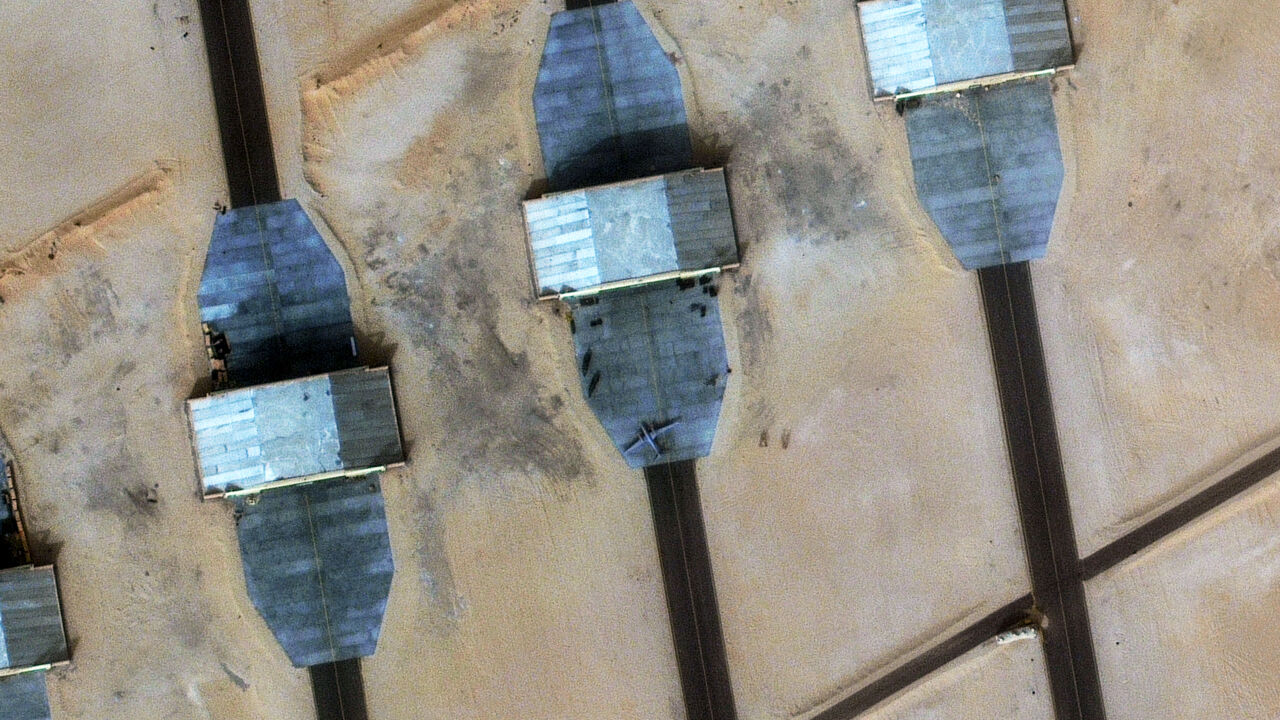 A satellite image shows a Bayraktar Akinci, an unmanned combat aerial vehicle, at an airport in East Oweinat, Egypt, January 9, 2026. ©2026 Vantor/Handout via REUTERS