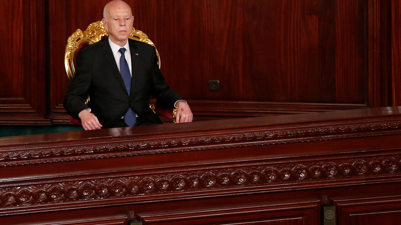 Tunisia's President Kais Saied attends his swearing-in ceremony for his second term at the parliament in Tunis, Tunisia October 21, 2024. REUTERS/Zoubeir Souissi