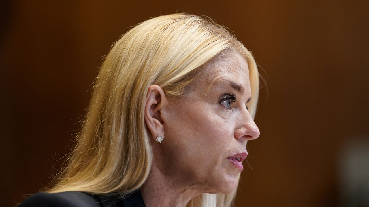 FILE PHOTO: U.S. Attorney General Pam Bondi testifies before a Senate Appropriations Subcommittee hearing on U.S. President Donald Trump's budget request for the Department of Justice, on Capitol Hill in Washington, D.C., U.S., June 25, 2025. REUTERS/Nathan Howard/File Photo