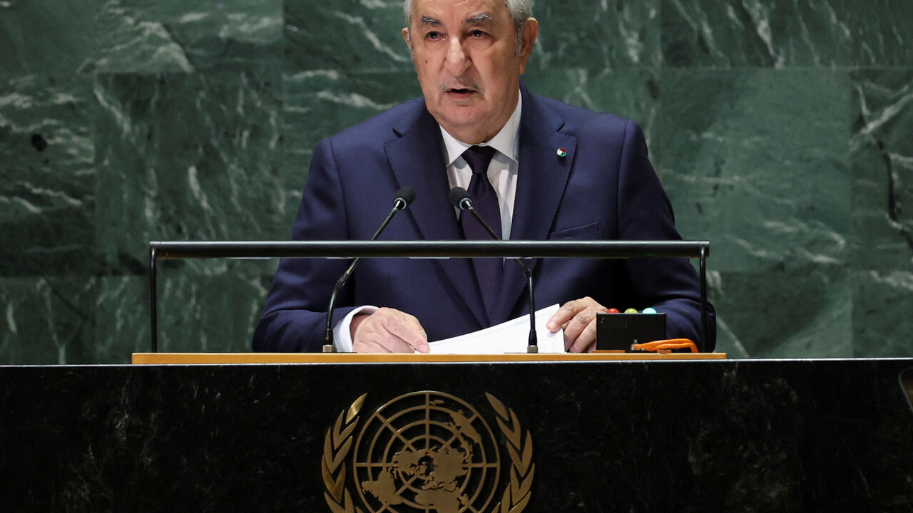 FILE PHOTO: Algeria's President Abdelmadjid Tebboune addresses the 78th Session of the U.N. General Assembly in New York City, U.S., September 19, 2023.  REUTERS/Mike Segar/File Photo