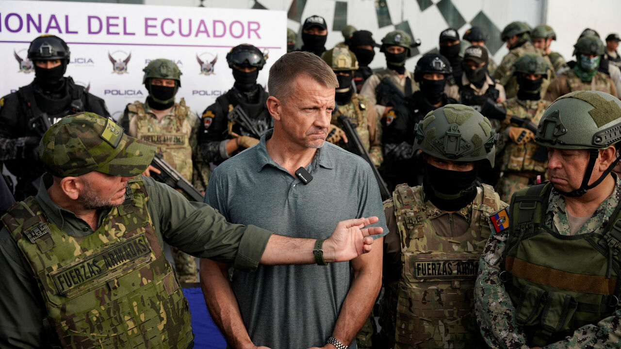 Erik Prince, founder of Blackwater, attends a police and military presentation, in Guayaquil, Ecuador April 5, 2025. REUTERS/Santiago Arcos