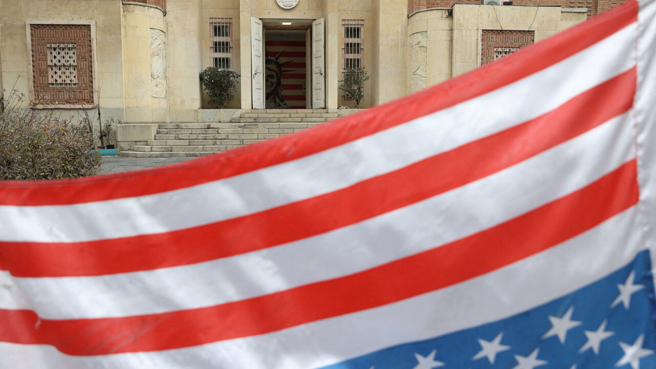 An upside-down U.S flag flutters at the former United States Embassy in Tehran, Iran, February 5, 2026. Majid Asgaripour/WANA (West Asia News Agency) via REUTERS