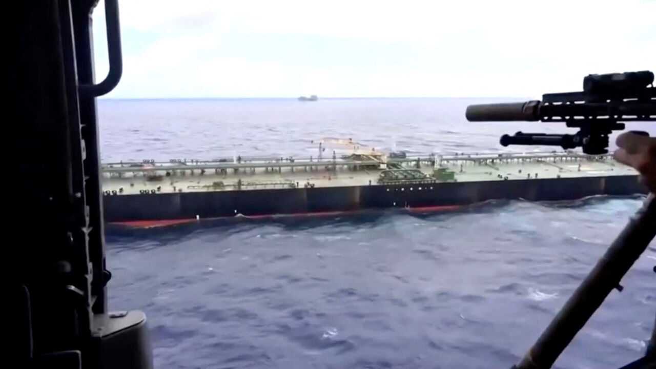 An oil tanker is seized by U.S. forces, Pentagon says, in this screengrab from a video released February 24, 2026.   DEPARTMENT OF DEFENSE/Handout via REUTERS    THIS IMAGE HAS BEEN SUPPLIED BY A THIRD PARTY.