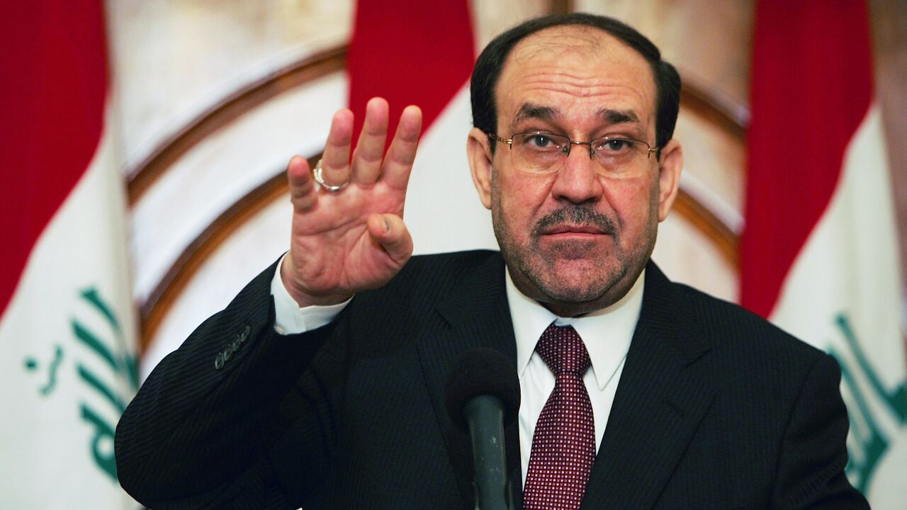 Iraqi Prime Minister Nuri al-Maliki speaks during a press conference on May 11, 2011, at the green zone area in Baghdad, Iraq. 