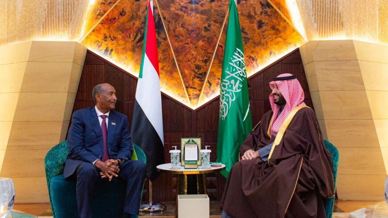 Sudanese leader Gen. Abdel Fattah al-Burhan meets with Saudi Crown Prince Mohammed bin Salman in Riyadh, Dec. 15, 2025. (Saudi Press Agency)