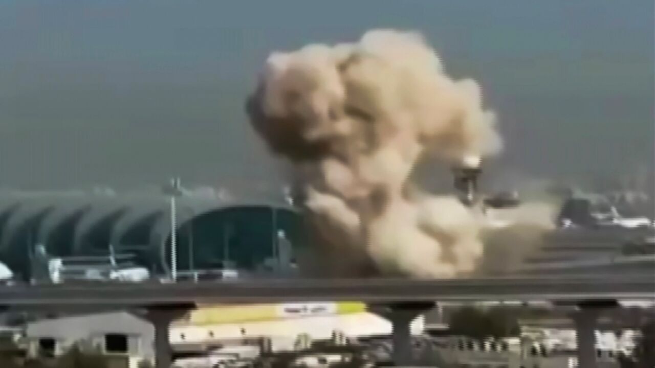 Footage authenticated by AFP recorded the sound of a drone then a loud explosion and plumes of smoke