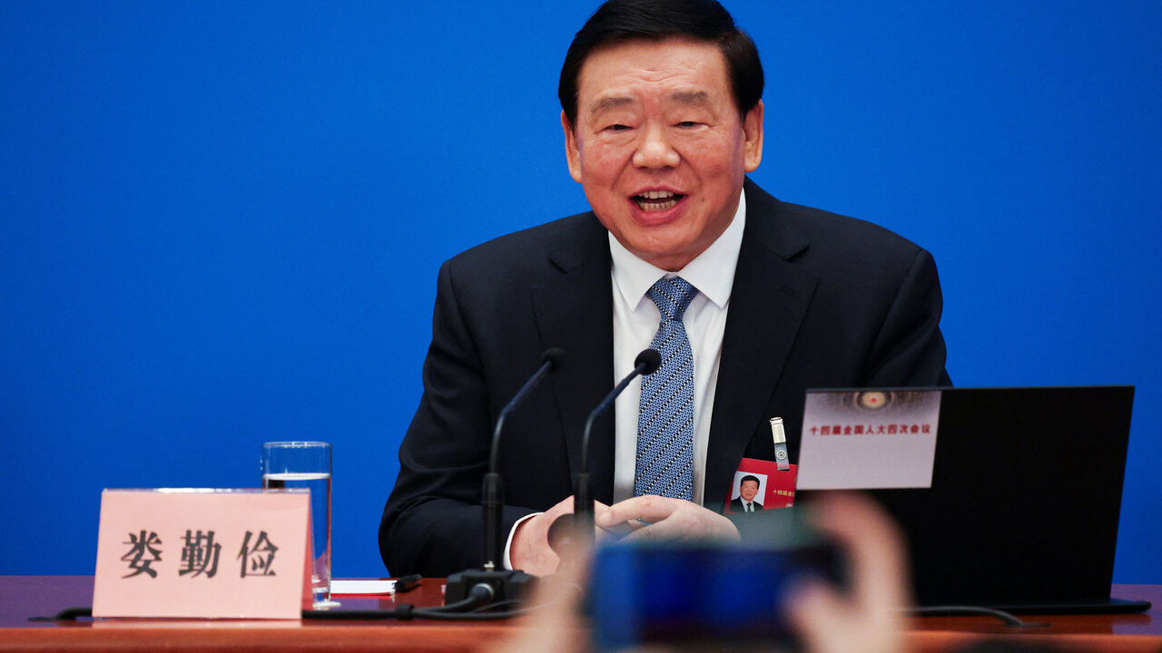 National People's Congress (NPC) spokesperson Lou Qinjian speaks during a press conference ahead of the opening session of the National People's Congress at the Great Hall of the People in Beijing, China, March 4, 2026. REUTERS/Go Nakamura
