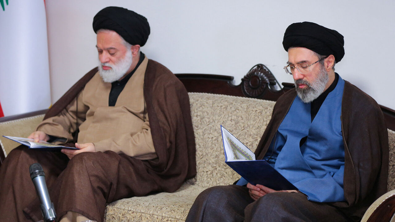 FILE PHOTO: Mojtaba Khamenei, the second son of Iran's Supreme Leader Ayatollah Ali Khamenei, visits Hezbollah's office in Tehran, Iran, October 1, 2024. Office of the Iranian Supreme Leader/WANA (West Asia News Agency)/Handout via REUTERS /File Photo