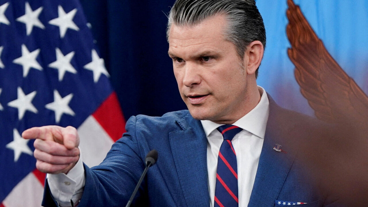U.S. Secretary of Defense Pete Hegseth holds a briefing amid the U.S.-Israeli conflict with Iran, at the Pentagon in Washington, D.C., U.S., March 2, 2026. REUTERS/Elizabeth Frantz