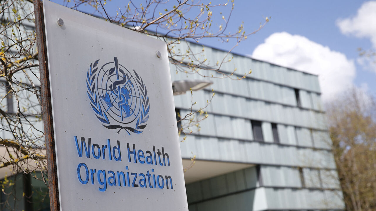 A logo is pictured outside a building of the World Health Organization (WHO) during an executive board meeting on update on the coronavirus disease (COVID-19) outbreak, in Geneva, Switzerland, April 6, 2021. REUTERS/Denis Balibouse