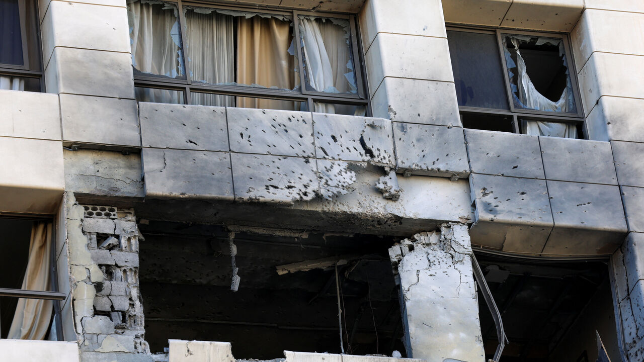 Damaged apartment in the Ramada Plaza hotel building in the aftermath of an Israeli strike, following an escalation between Hezbollah and Israel amid the U.S.-Israeli conflict with Iran, in central Beirut, Lebanon, March 8, 2026. REUTERS/Claudia Greco