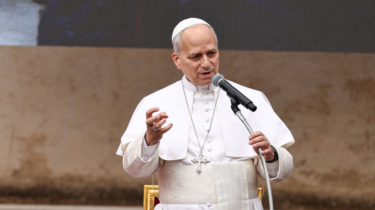 Pope Leo XIV speaks to faithful during a visit to the parish complex of Sacro Cuore di Gesu in Ponte Mammolo, where he stressed that conflicts cannot be resolved through war and called for continuous dialogue for peace, on the outskirts of Rome, Italy, March 15, 2026 REUTERS/Matteo Minnella