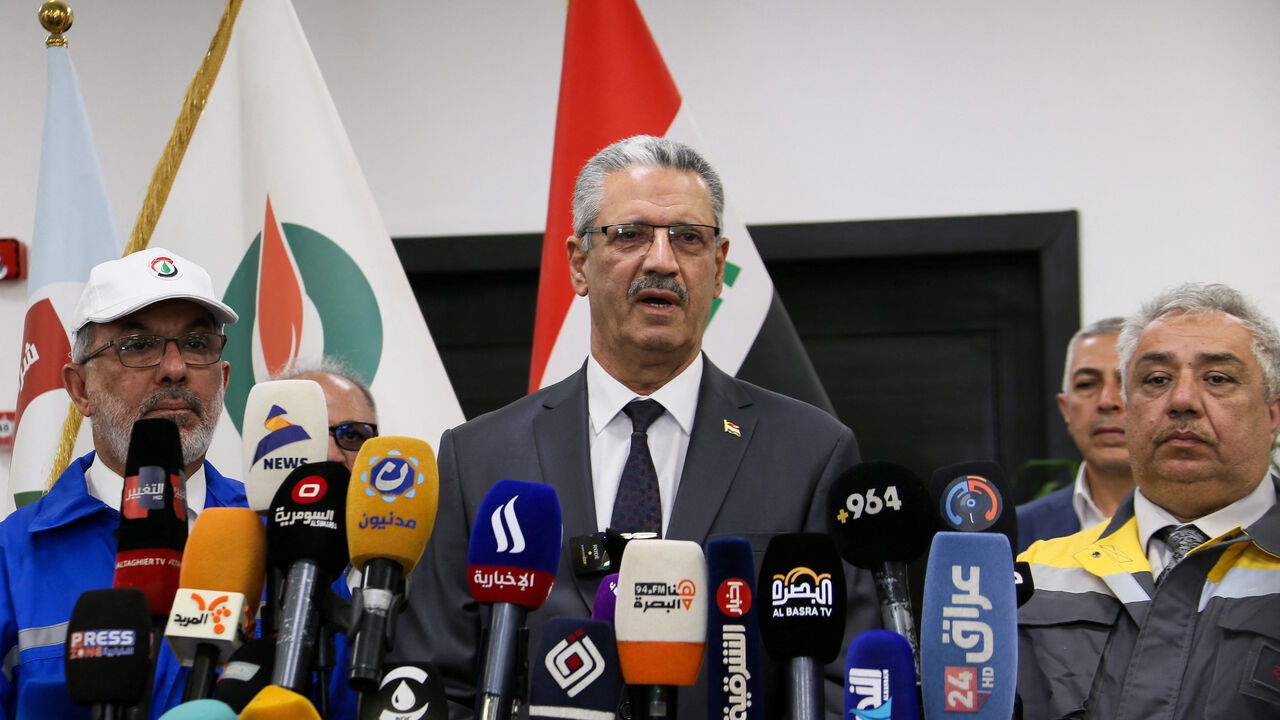 Iraq's Oil Minister Hayan Abdel-Ghani speaks to the media during a press conference at Zubair oilfield in Basra, Iraq, October 28, 2025. REUTERS/Essam Al-Sudani