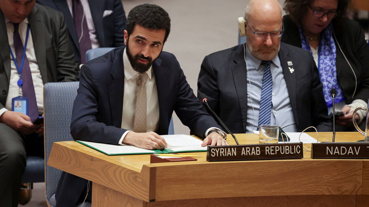 Syrian Arab Republic's Ambassador to the United Nations Ibrahim Olabi addresses the Security Council during the meeting on the situation in the Middle East, at U.N. headquarters in New York City, U.S., February 18, 2026. REUTERS/Jeenah Moon/File Photo