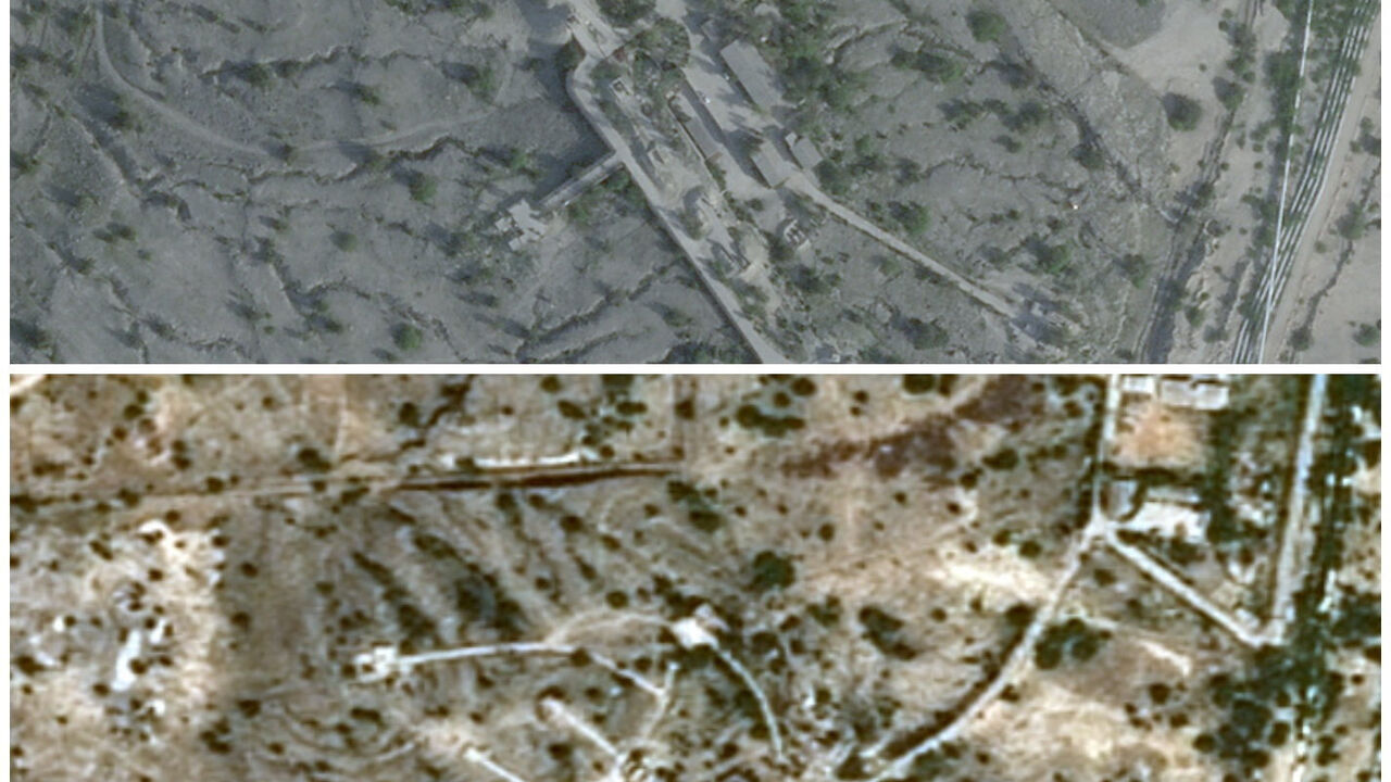A combination picture shows satellite imagery of Kharg Island, Iran, before U.S. strikes, on February 25, 2026 (top) and the damage after U.S. strikes amid the U.S.-Israeli conflict with Iran, on March 14, 2026 (bottom). 2026 Planet Labs PBC/SPOT © CNES 2026, Distribution Airbus DS/Handout via REUTERS