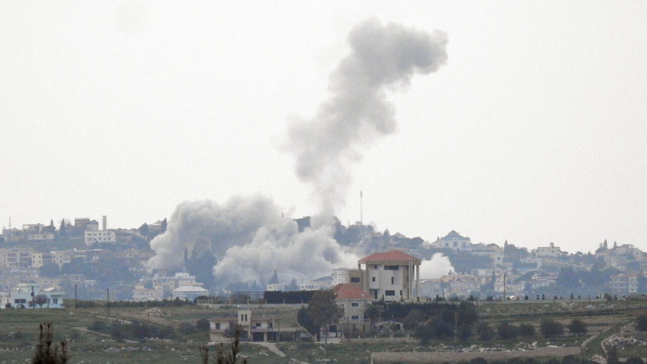 Smoke rises after an Israeli strike, amid escalating hostilities between Israel and Hezbollah, as the U.S.-Israeli conflict with Iran continues, in southern Lebanon, March 28, 2026. REUTERS/Stringer
