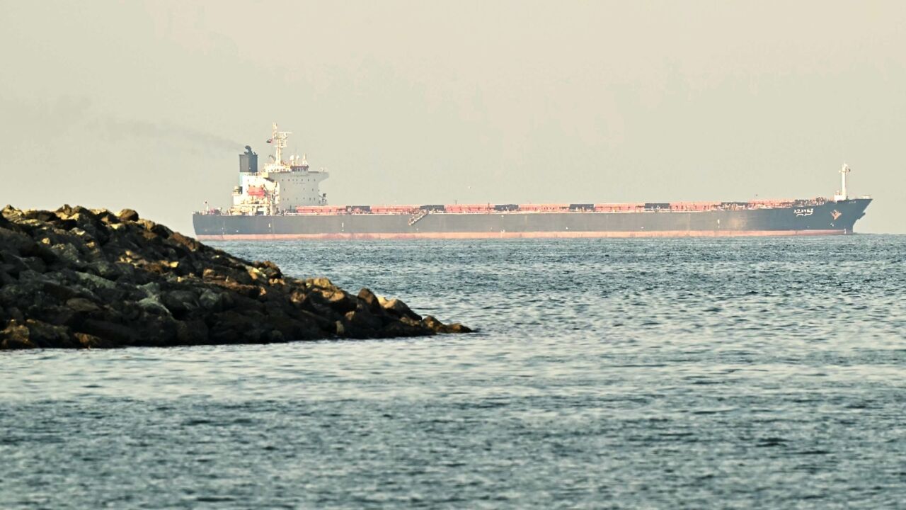 A tanker in the Strait of Hormuz, a key shipping lane for oil