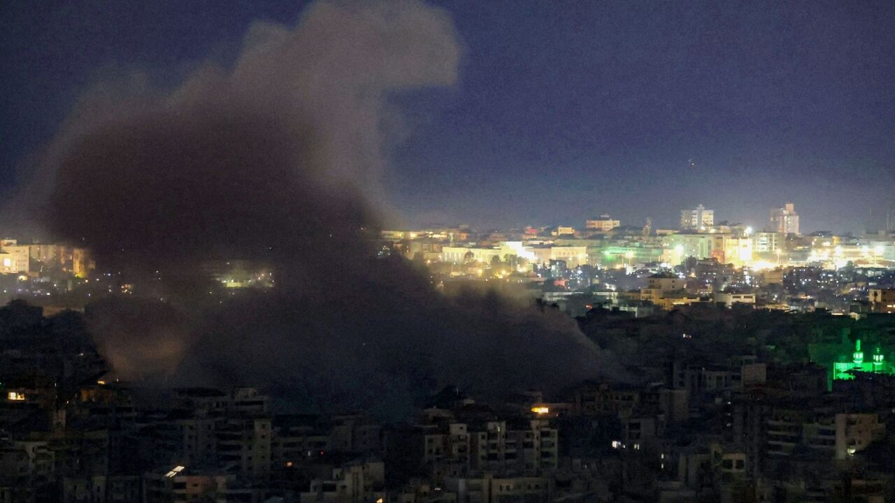 Smoke rises from the site of an Israeli airstrike in Beirut’s southern suburbs