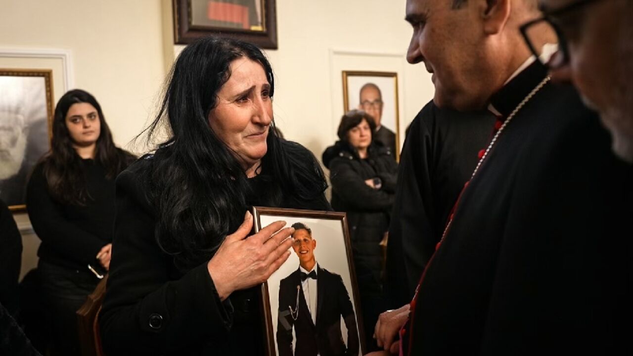 Suad Jallad's son Shadi was killed earlier this week by an Israeli airstrike in the southern Lebanese border village of Ain Ebel, and was comforted by the Apostolic Nuncio to Lebanon Paolo Borgia