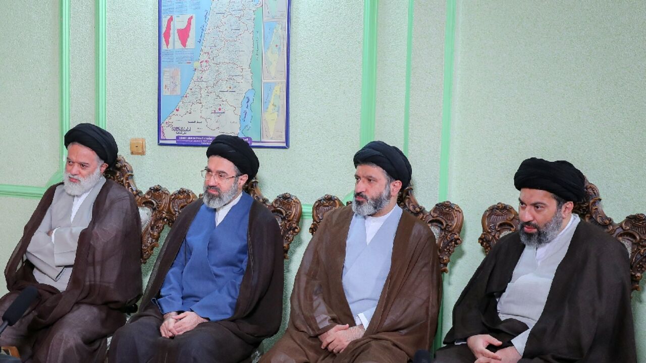 Mojtaba Khamenei is seen here, second on the left, in a photo issued by the office of the supreme leader in 2024 