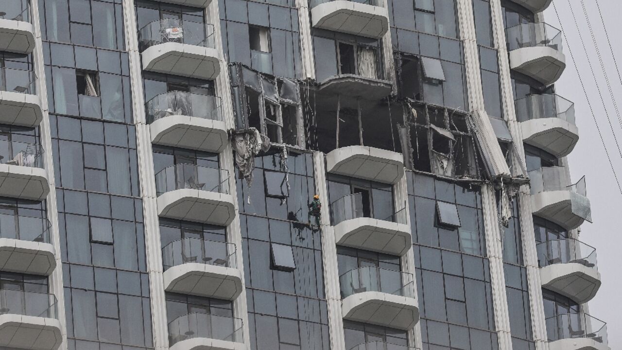 Iran's drone attacks on neighbouring countries include the United Arab Emirates, where this strike damaged a building in Dubai