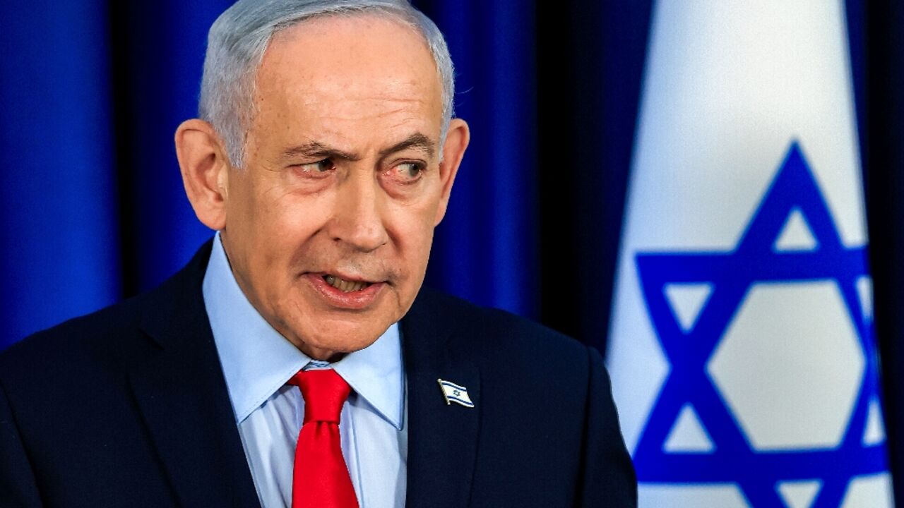 Israeli Prime Minister Benjamin Netanyahu speaks during a press conference in Jerusalem on March 19, 2026