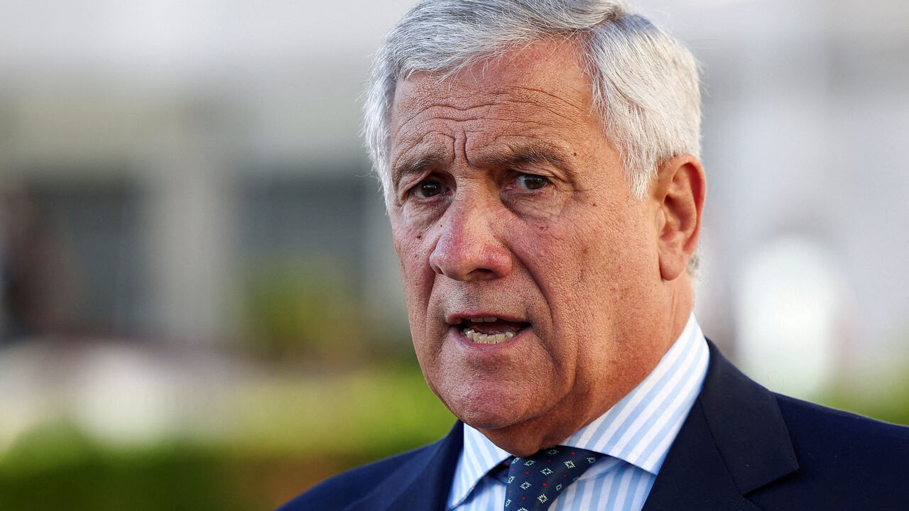 FILE PHOTO: Italian Minister of Foreign Affairs Antonio Tajani speaks to the media in Rome, Italy, September 1, 2025. REUTERS/Guglielmo Mangiapane/File Photo