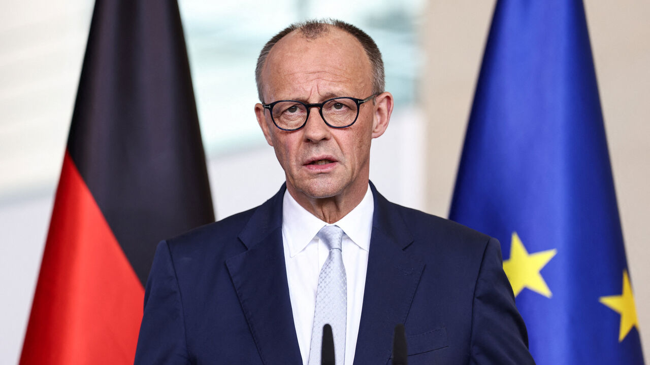 German Chancellor Friedrich Merz speaks to the media about the current developments in domestic and foreign politics, in Berlin, Germany, April 9, 2026. REUTERS/Nadja Wohlleben