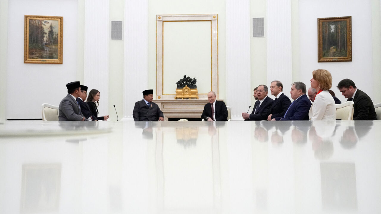Members of the delegations, led by Russian President Vladimir Putin and Indonesian President Prabowo Subianto, hold talks at the Kremlin in Moscow, Russia, December 10, 2025. Alexander Zemlianichenko/Pool via REUTERS
