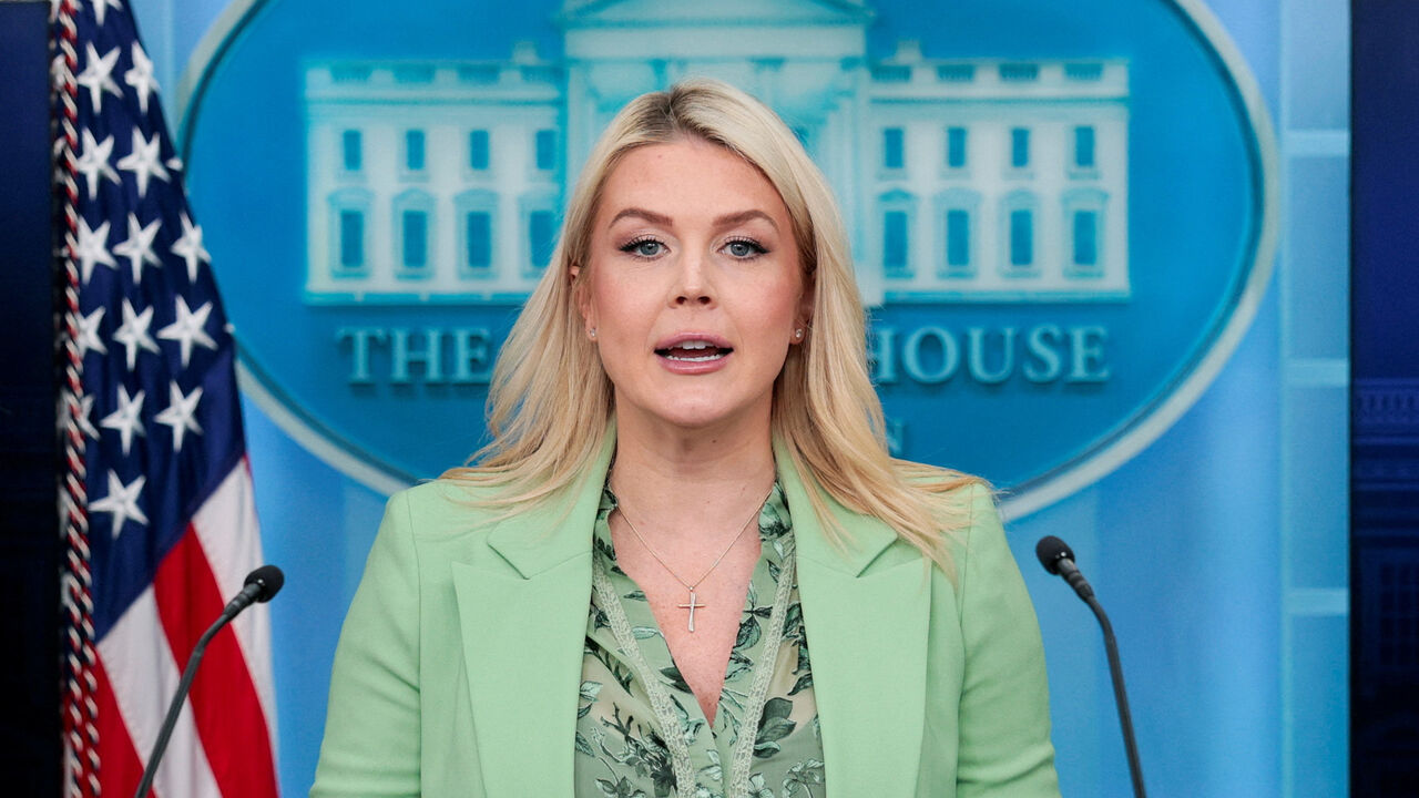 White House Press Secretary Karoline Leavitt speaks during a press briefing in the James S. Brady Press Briefing Room at the White House in Washington, D.C., U.S., April 15, 2026. REUTERS/Evan Vucci