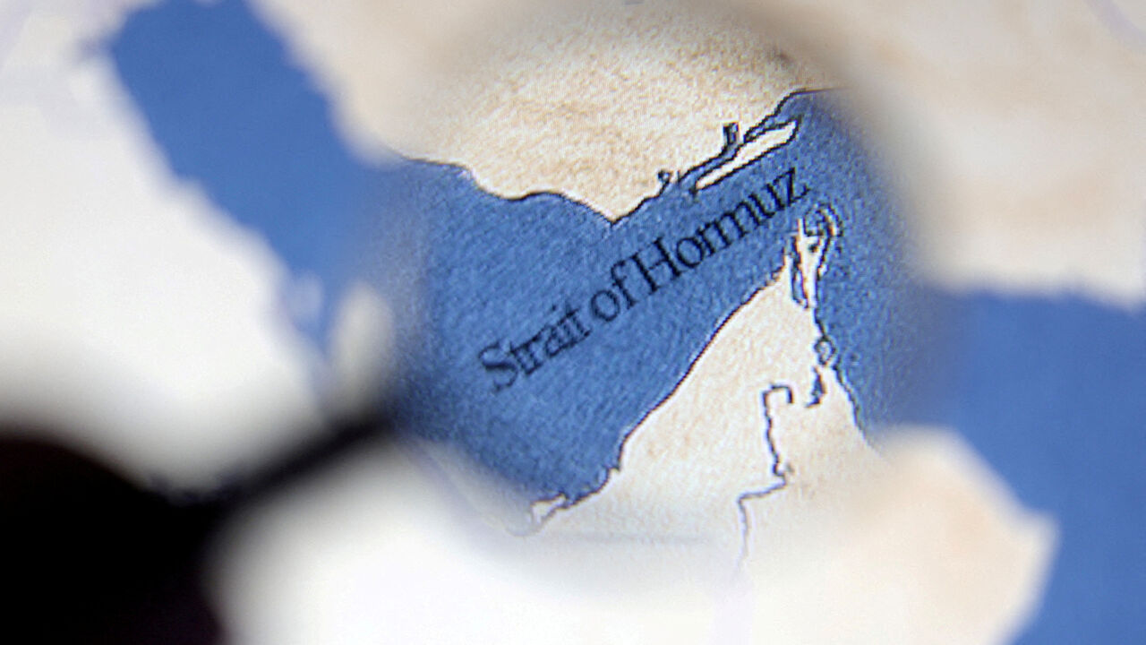 FILE PHOTO: A map showing the Strait of Hormuz is seen in this illustration taken June 22, 2025. REUTERS/Dado Ruvic/Illustration/File Photo