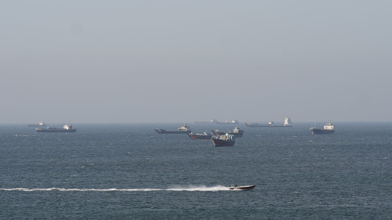 Ships and tankers in the Strait of Hormuz off the coast of Musandam, Oman, April 18, 2026. REUTERS/Stringer/File Photo