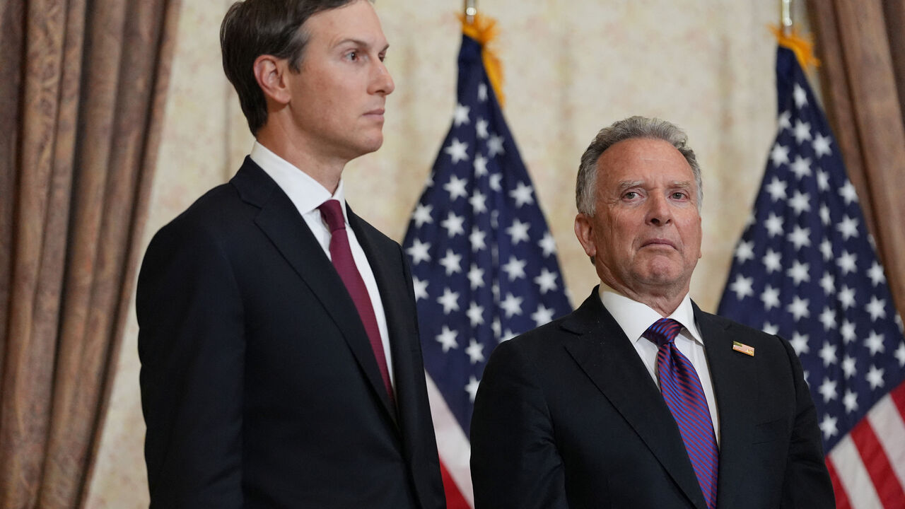 Jared Kushner and Steve Witkoff, Special Envoy for Peace Missions listen as Vice President JD Vance speaks during a news conference after meeting with representatives from Pakistan and Iran, Sunday, April 12, 2026, in Islamabad, Pakistan. Jacquelyn Martin/Pool via REUTERS