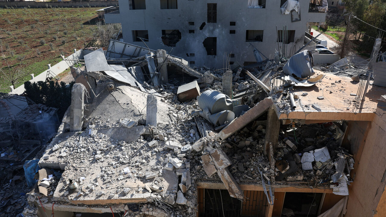 A view of damaged buildings in the aftermath of an Israeli strike on Friday, in Riyak, Bekaa valley, Lebanon, February 21, 2026. REUTERS/Mohamed Azakir