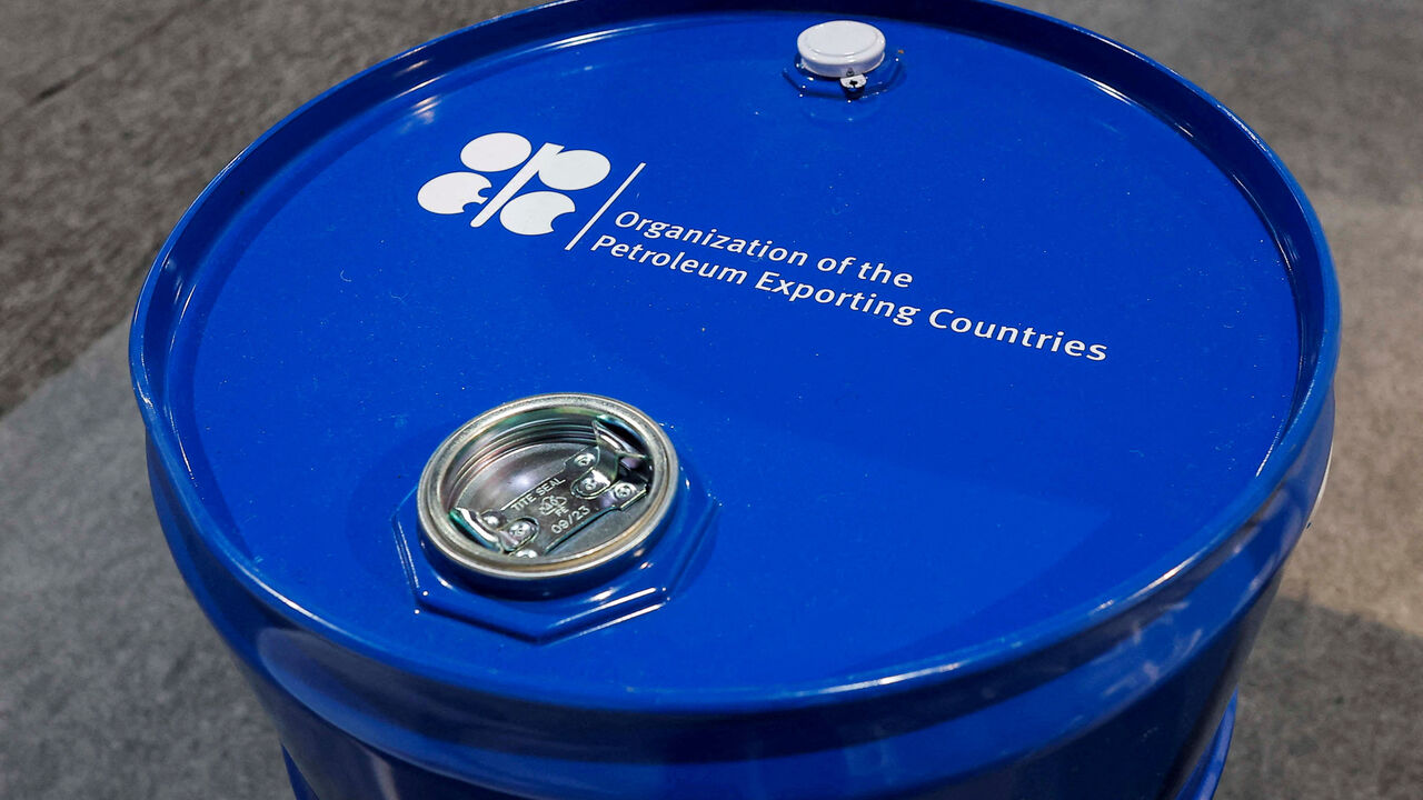 FILE PHOTO: An installation depicting barrel of oil with the logo of Organization of the Petroleum Exporting Countries (OPEC) is seen during the COP29 United Nations climate change conference in Baku, Azerbaijan November 19, 2024. REUTERS/Maxim Shemetov/File Photo